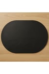 2 Adet Deri Siyah Tam Oval Amerikan Servis Supla 33x44 cm-Kolay Silinebilir Supla