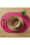 2 Adet Deri Tam Oval Amerikan Servis Supla 33x44 cm-Kolay Silinebilir Supla