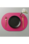 2 Adet Deri Tam Oval Amerikan Servis Supla 33x44 cm-Kolay Silinebilir Supla