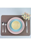 2 Adet Deri Vizon Çift Taraflı Kenar Dikişli Amerikan Servis 33x44 cm-Kolay Silinebilir Supla
