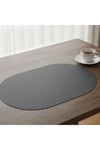 2 Adet Gri Deri Amerikan Servis Tam Oval 33x44 cm
