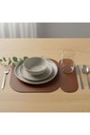 2 Adet Kahverengi Deri Amerikan Servis 33x44 cm-Kolay Silinir Supla-Kendinden Kaşıklıklı Supla