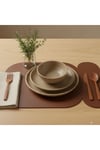 2 Adet Kahverengi Deri Amerikan Servis 33x44 cm-Kolay Silinir Supla-Kendinden Kaşıklıklı Supla