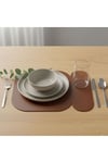 2 Adet Kahverengi Deri Amerikan Servis 33x44 cm-Kolay Silinir Supla-Kendinden Kaşıklıklı Supla