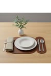 2 Adet Kahverengi Deri Amerikan Servis 33x44 cm-Kolay Silinir Supla-Kendinden Kaşıklıklı Supla