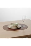 2 Adet Kalın Deri Kahverengi Tam Oval Amerikan Servis Supla 33x44 cm-Kolay Silinir Supla