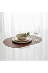 2 Adet Kalın Deri Kahverengi Tam Oval Amerikan Servis Supla 33x44 cm-Kolay Silinir Supla