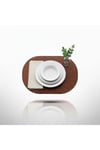 2 Adet Kalın Deri Kahverengi Tam Oval Amerikan Servis Supla 33x44 cm-Kolay Silinir Supla