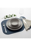 2 Adet Lacivert Deri Amerikan Servis 33x44 cm-Kolay Silinir Supla-Kendinden Kaşıklıklı