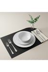 2 Adet Siyah Deri Yarım Oval Amerikan Servis Supla 30x44 cm-Kolay Silinebilir Supla
