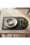 2 Adet Siyah Deri Yarım Oval Amerikan Servis Supla 30x44 cm-Kolay Silinebilir Supla