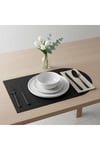 2 Adet Siyah Deri Yarım Oval Amerikan Servis Supla 30x44 cm-Kolay Silinebilir Supla