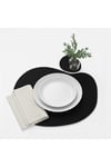 2 Kişilik 4 parça Keçe Siyah Amerikan Servis 30x44 cm-Kendinden Bardak Altlıklı