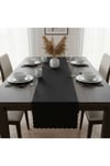 4+1 Adet Deri Runner-Deri Supla-Fırfır Desenli Runner-Amerikan Servis 40x140 cm/33x44 cm