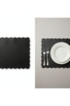 4+1 Adet Deri Runner-Deri Supla-Fırfır Desenli Runner-Amerikan Servis 40x140 cm/33x44 cm