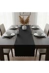 4+1 Adet Deri Runner-Deri Supla-Fırfır Desenli Runner-Amerikan Servis 40x140 cm/33x44 cm