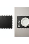 4+1 Adet Deri Runner-Deri Supla-Fırfır Desenli Runner-Amerikan Servis 40x140 cm/33x44 cm