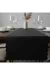 4+1 Adet Deri Runner-Deri Supla-Fırfır Desenli Runner-Amerikan Servis 40x140 cm/33x44 cm