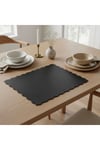 4+1 Adet Deri Runner-Deri Supla-Fırfır Desenli Runner-Amerikan Servis 40x140 cm/33x44 cm