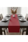 4+1 Adet Deri Runner-Deri Supla-Fırfır Desenli Runner-Amerikan Servis 40x140 cm/33x44 cm