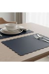 4+1 Adet Deri Runner-Deri Supla-Fırfır Desenli Runner-Amerikan Servis 40x140 cm/33x44 cm