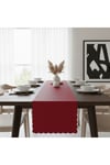 4+1 Adet Deri Runner-Deri Supla-Fırfır Desenli Runner-Amerikan Servis 40x140 cm/33x44 cm