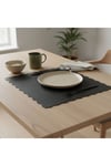 4+1 Adet Deri Runner-Deri Supla-Fırfır Desenli Runner-Amerikan Servis 40x140 cm/33x44 cm