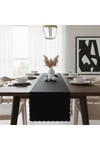 4+1 Adet Deri Runner-Deri Supla-Fırfır Desenli Runner-Amerikan Servis 40x140 cm/33x44 cm