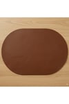 6 Kişilik 12 Parça Kahverengi Tam Oval Deri Amerikan Servis Supla 33x44 cm-Kolay Silinir Supla