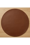 6 Kişilik 12 Parça Kahverengi Yuvarlak Deri Amerikan Servis Supla 33x33 cm-Kolay Silinir Supla