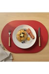 6 Kişilik 12 Parça Kırmızı Tam Oval Deri Amerikan Servis Supla 33x44 cm-Kolay Silinir Supla