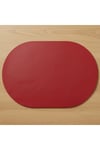 6 Kişilik 12 Parça Kırmızı Tam Oval Deri Amerikan Servis Supla 33x44 cm-Kolay Silinir Supla