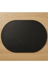 6 Kişilik 12 Parça Siyah Tam Oval Deri Amerikan Servis Supla 33x44 cm-Kolay Silinir Supla