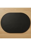 6 Kişilik 12 Parça Siyah Tam Oval Deri Amerikan Servis Supla 33x44 cm-Kolay Silinir Supla
