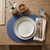 Premium Çift Yüz Kenar Dikişli Deri Amerikan Servis – Lacivert Renk 33×44 cm Tam Oval