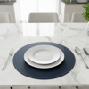 Premium Çift Yüz Kenar Dikişli Deri Amerikan Servis – Lacivert Renk 33×33 cm 