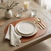 Premium Çift Yüz Kenar Dikişli Deri Amerikan Servis – Siyah-Kahverengi Çift Renk 33×44 cm Tam Oval