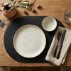 Premium Çift Yüz Kenar Dikişli Deri Amerikan Servis – Siyah-Kahverengi Çift Renk 33×44 cm Tam Oval