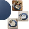 Premium Çift Yüz Kenar Dikişli Deri Amerikan Servis – Lacivert Renk 33×44 cm Tam Oval