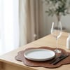 Premium Çift Yüz Kenar Dikişli Deri Amerikan Servis – Kahverengi Renk 33×33 cm 