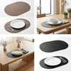 Premium Çift Yüz Kenar Dikişli Deri Amerikan Servis – Siyah-Vizon Çift Renk 33×44 cm Tam Oval