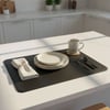 Premium Çift Yüz Kenar Dikişli Deri Amerikan Servis – Siyah 33×44 cm Dikdörtgen