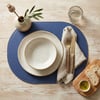 Premium Çift Yüz Kenar Dikişli Deri Amerikan Servis – Lacivert Renk 33×44 cm Tam Oval