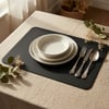 Premium Çift Yüz Kenar Dikişli Deri Amerikan Servis – Siyah 33×44 cm Dikdörtgen