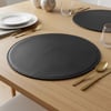 Premium Çift Yüz Kenar Dikişli Deri Amerikan Servis – Siyah-Vizon Çift Renk 33×33 cm 