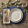 Premium Çift Yüz Kenar Dikişli Deri Amerikan Servis – Lacivert Renk 33×44 cm Tam Oval