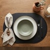 Premium Çift Yüz Kenar Dikişli Deri Amerikan Servis – Siyah-Kahverengi Çift Renk 33×44 cm Tam Oval