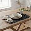 Premium Çift Yüz Kenar Dikişli Deri Amerikan Servis – Siyah 33×44 cm Dikdörtgen