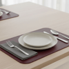 Premium Çift Yüz Kenar Dikişli Deri Amerikan Servis – Mürdüm 33×44 cm Dikdörtgen