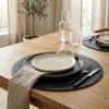 Premium Çift Yüz Kenar Dikişli Deri Amerikan Servis – Siyah Renk 33×33 cm 